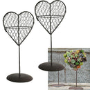 2Pcs Rustic Iron Wire Heart Frame Stand Succulent Pot Metal Hanging Planter