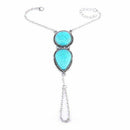 Lady Boho Retro Turquoise Chain Cuff Bracelet Hand Harness Jewelry Fashion