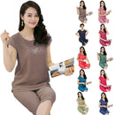 Ladies Pajamas Sets Cotton Linen Femme Casual Fashion Floral Print Women Pa Q5W6