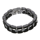 Rubber Stainless Steel Mens Bracelet Bangle Link 0.75" HOT