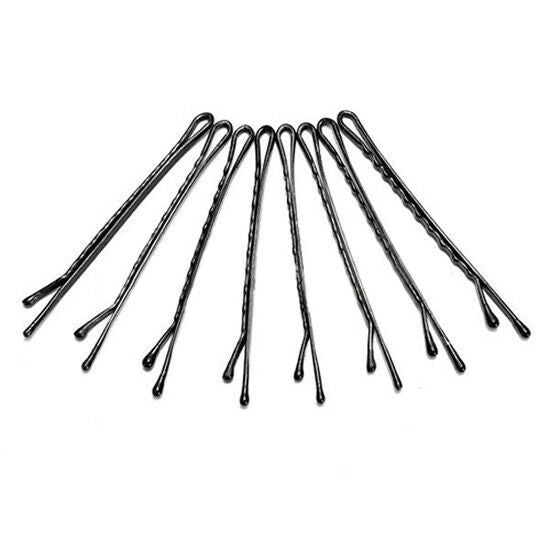 60 Pcs Metal Hair Clips Waved Bobby Salon Pins Grip Hairpins Barrette Black