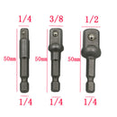 3pcs Chrome Vanadium Steel Socket Adapter Set Hex Shank to 1/4" 3/8" 1/2" Z