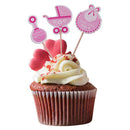 36pcs Cute It's a Girl Boy Baby Carriage Bib Rattle Cake Toppers Photo Props