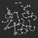24Pcs Mixed Styles Acrylic Body Jewelry Piercing Eyebrow Navel Belly Nose Tongue