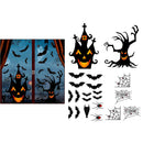 Halloween Wall Stickers Black Bat Spider Castle Haunted House Spooky Wall Decals