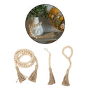 3Pieces Wood Bead Garland Farmhouse Rustic Country Beads Holiday Decoration Wall