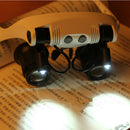 Double LED Lights Magnifier Eye Glasses Watch Repair Loupe Magnifying Glass