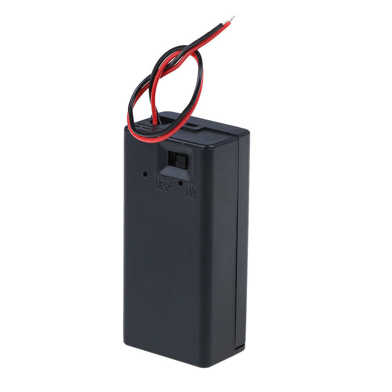 9V Volt PP3 battery holder box dc case w/ wire lead on/off switch cover  JR