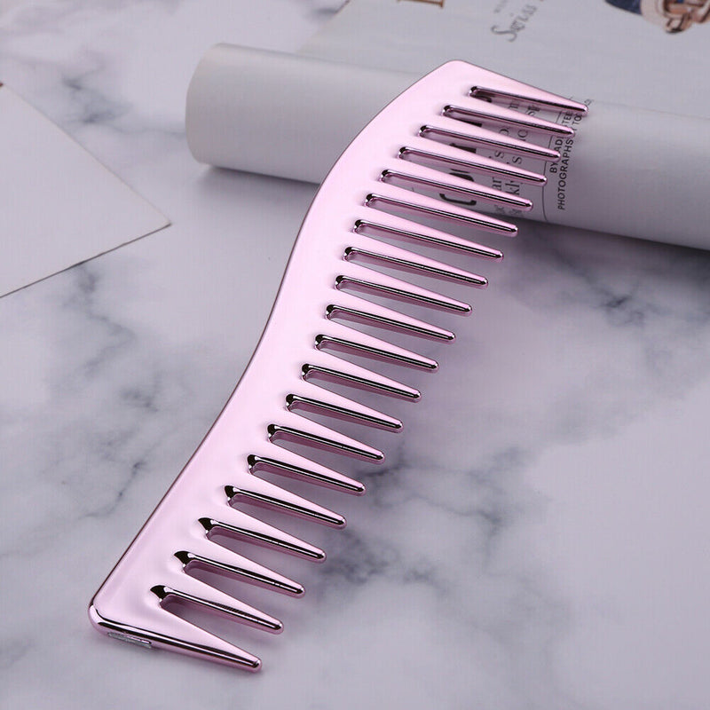 Electroplating Hairdressing Comb Hair Brush Large Wide Tooth Combs (Pink)