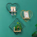 Floating Shelf Rack Photo Frame Organizer Geometric Home Black Heart Shaped