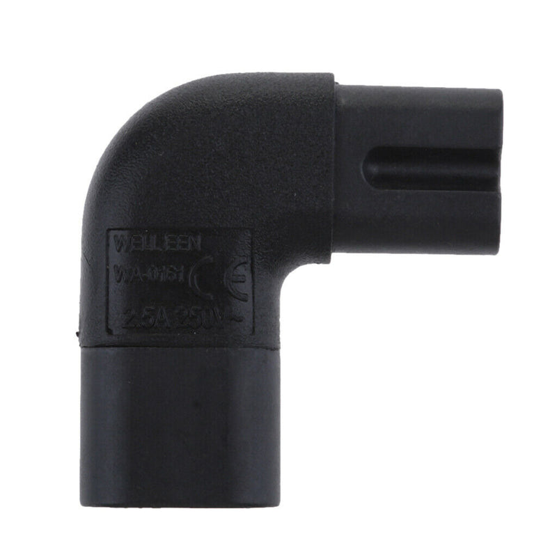 1 X IEC320 C7 To C8 Right Angle 90 Degree Angled AC Power Adapter Extension