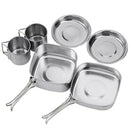 Backpacking Camping Cookware Pot Set Outdoor Mess Kit Stainless Steel Campi