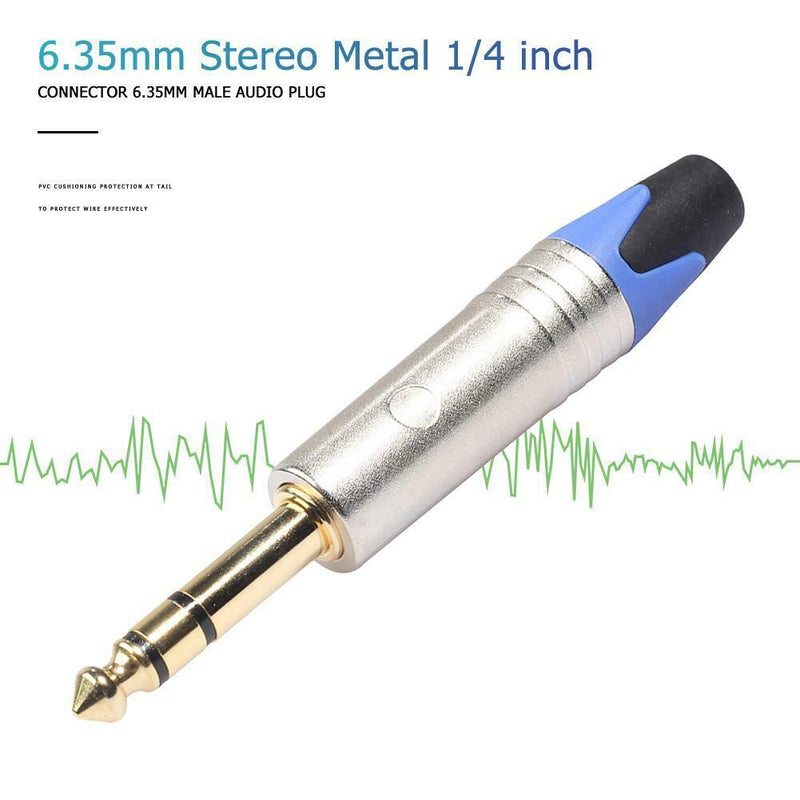 6.35mm Stereo Metal 1/4 inch Connector 6.5mm Male Audio Plug Solder Adapter A