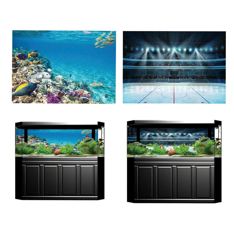 2 Pieces Decorative Aquarium Background Poster Fish Tank Backdrop Vivid