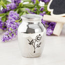 Stainless Steel Polished Urn Funeral Cremation Container Rose Flower Pattern