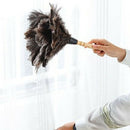 Anti-Static Ostrich Feather Fur Brush Duster Dust Cleaning Tool Wooden Hand K6G8
