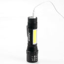 Skywolfeye Zoomable T6+COB LED Flashlight USB Rechargeable 4 Modes Torch A