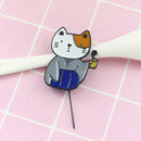 Japanese Kimono Cat Pins Brooch Fashion Badges Jacket Jewelry Gift (Blue) A