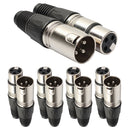 5Pairs XLR 3Pin Female MIC Jack Plug Audio Microphone Cable Connector Black