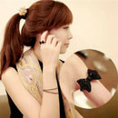 2 Pcs Lovely CharmsBlack Bowknot Bow Tie Open Rings Size 8 alloy
