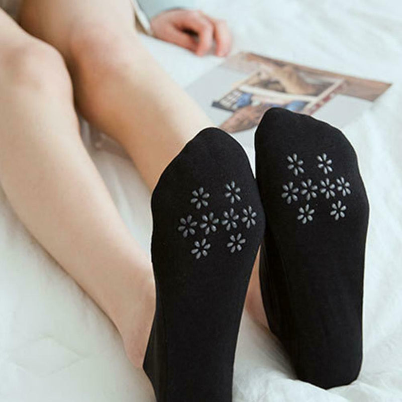 Invisible Boat Sock Anti-slip Shallow Mouth Silicone Woman Socks (Black) A