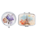 2x Round/Square Pill Case Pocket Purse Travel Medicine Storage Carrying Box
