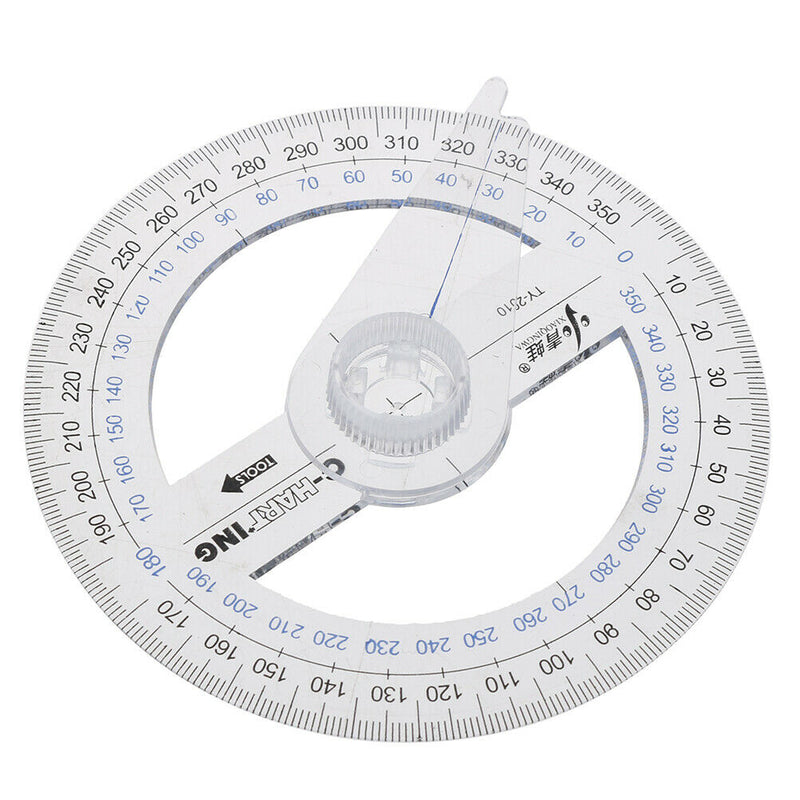 Portable Diameter Of 10cm Plastic 360 Degree Pointer Protractor Ruler