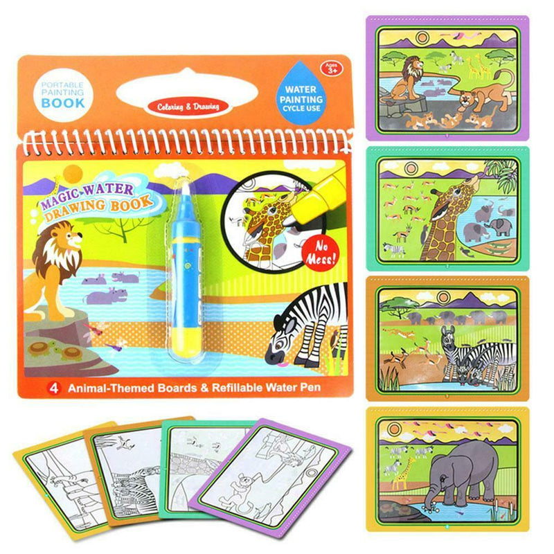 Reusable Color Magic Water Painting Book Kids Doodle Draw Board Toys/Animal