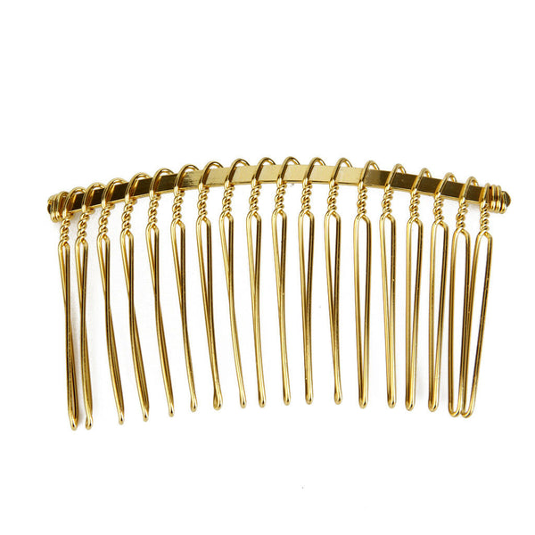 5x Golden 18 Teeth Hair Comb Clip Slide Hairpin DIY Jewelry Making 2.7x1.5"