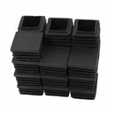 24 Pcs 30mm x 30mm Plastic Ribbed Square End Caps Tube Insert Black G7Y2