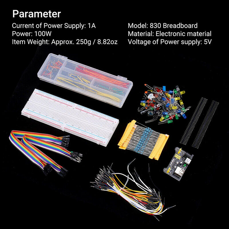 Electronics Component Basic Starter Set With 830 Tie-Points Breadboard ToolSEAU