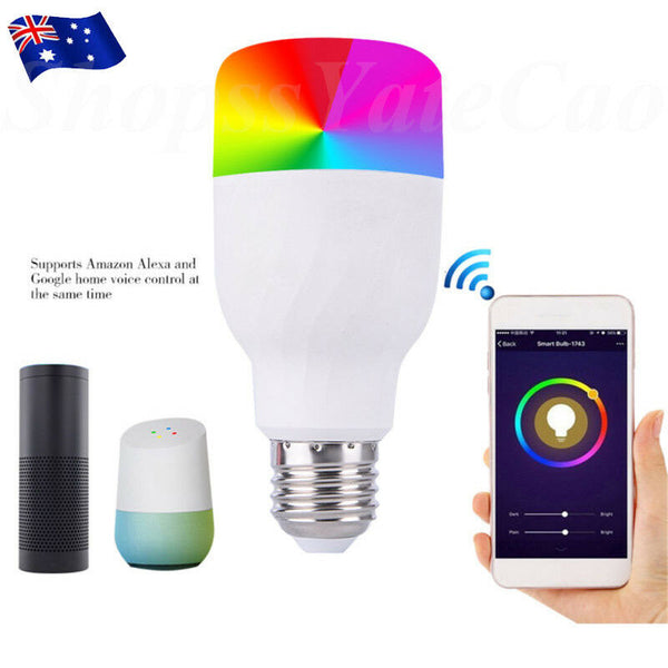 WiFi Remote Control Smart LED Bulb E27/E26 RGBW Light APP For Alexa Google Home