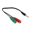 8" Black PVC 3.5mm Headphone Female to Dual Male Audio Splitter Connector