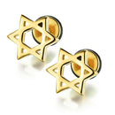 3 Pairs Star of David Earring Women Stainless Steel Cool Punk Ear Studs Hot