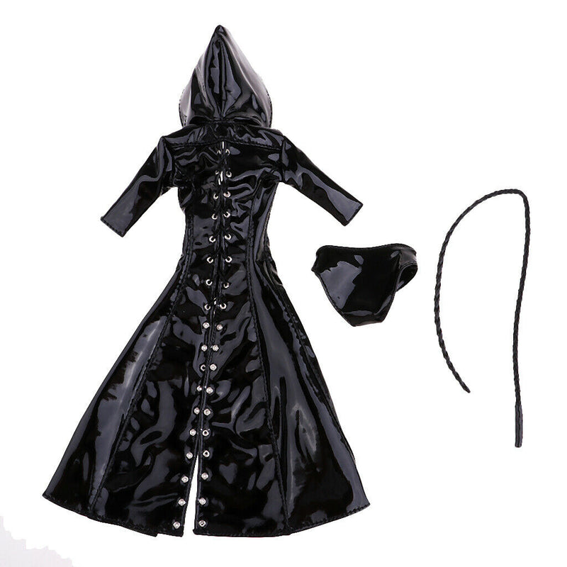 1/6 Scale PU Clothes Hooded Coat Underpants Whip Set for 12" Action Figures