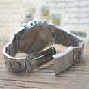 Men Fashion Casual Steel Belt Glass Mirror Three Eyes Quartz Bracelet Watch