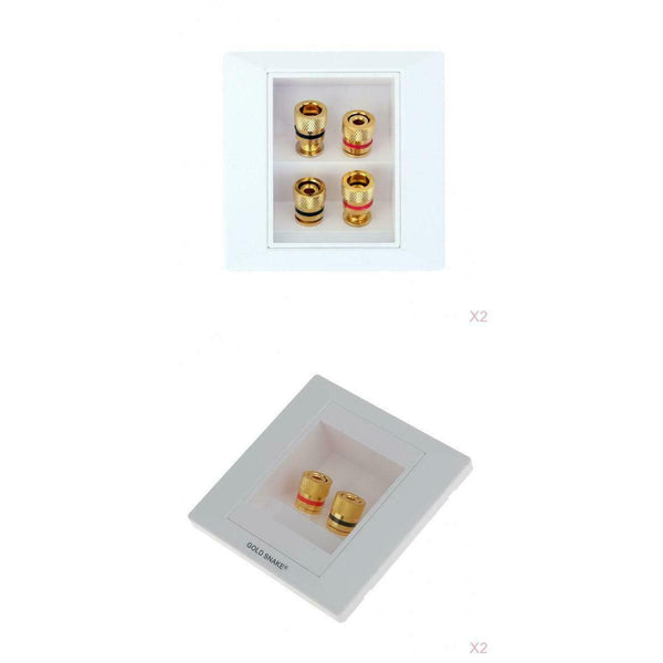 Speaker Wall Face Plate with 2+4 Golden Binding Posts Banana Plug, Pack of 4