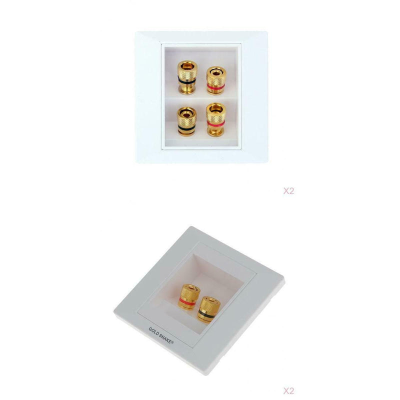 Speaker Wall Face Plate with 2+4 Golden Binding Posts Banana Plug, Pack of 4