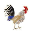 Clear Rhinestone Colorful Enamel Cock Rooster Brooch Costume Brooch Pin
