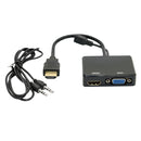 1080P HDMI Male To VGA & HDMI Splitter Converter Cable For TV AV PC Monitor