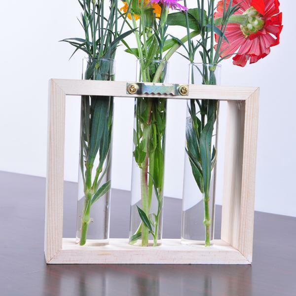 Wall Hanging Flower Vase Bottle in Wood Stand Terrarium Home Party Wedding Decor