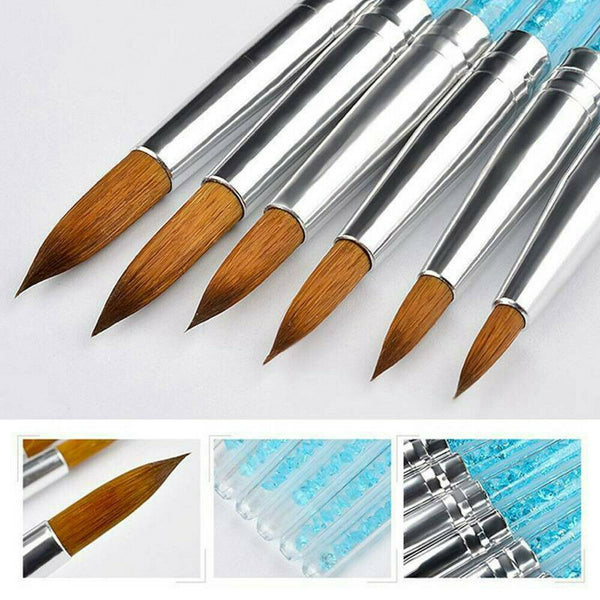 6X Kolinsky Sable Hair Acrylic Nail Brush Liquid Glitter Handle Manicure Tools