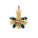 Fashion Retro Christmas Candle Holly Crystal Brooch Pins Holiday Party Gifts