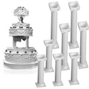 1X(8Pcs/Set White Small+Large Plastic Cake Pillars,Wedding Cake Pillars Sta