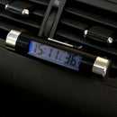 2 in 1 Blue Backlight Digital LCD Car Air Outlet Clip-on Clock Thermometer