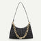 Casual Printed Women Handbag Totes PU Chain Underarm Shoulder Bags (Black) A#S