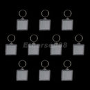 10pcs Blank Acrylic Keychains Insert Photo Plastic Keyrings Square 33mm