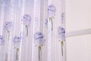 Blue Roses Polyester Voile Lattice Curtains Window Blinds Beads Trims 1x2.5M