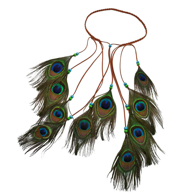 Peacock Boho Headband Feather Headpiece Peacock Costume Ethnic Wedding Women