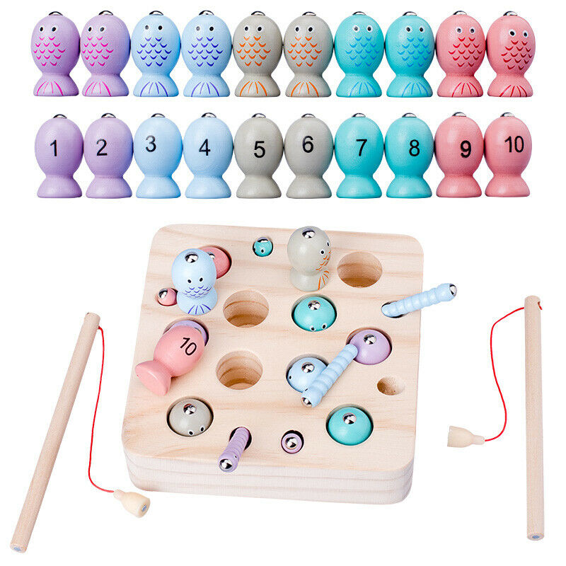 Baby Wooden Toys Digit Magnetic Games Fishing Toys Game Catch Worm Educatio Q4V3